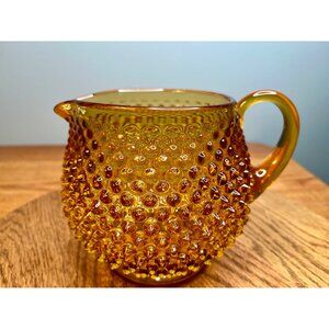 Fenton Amber Glass  Hobnail Squat Pitcher/Jug